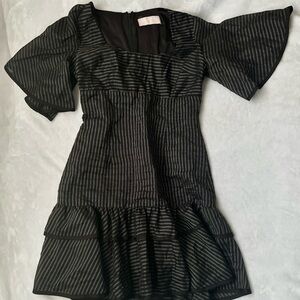 KEEPSAKE the Label Black and Gray Ruffled Mini Dress